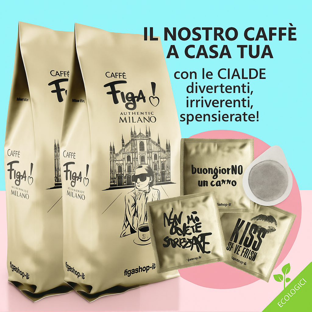 2 Confezioni da 50 Cialde (€ 0.15 pz) - Risparmia il 15% Caffè Miscela Pregiata ORO da 7,5g singolarmente confezionate con una collezione esclusiva e iconica di frasi divertenti