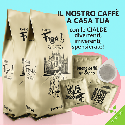 2 Confezioni da 50 Cialde (€ 0.15 pz) - Risparmia il 15% Caffè Miscela Pregiata ORO da 7,5g singolarmente confezionate con una collezione esclusiva e iconica di frasi divertenti
