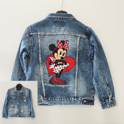 Giubbino Jeans "Minnie cuore" taglia 8-9 anni