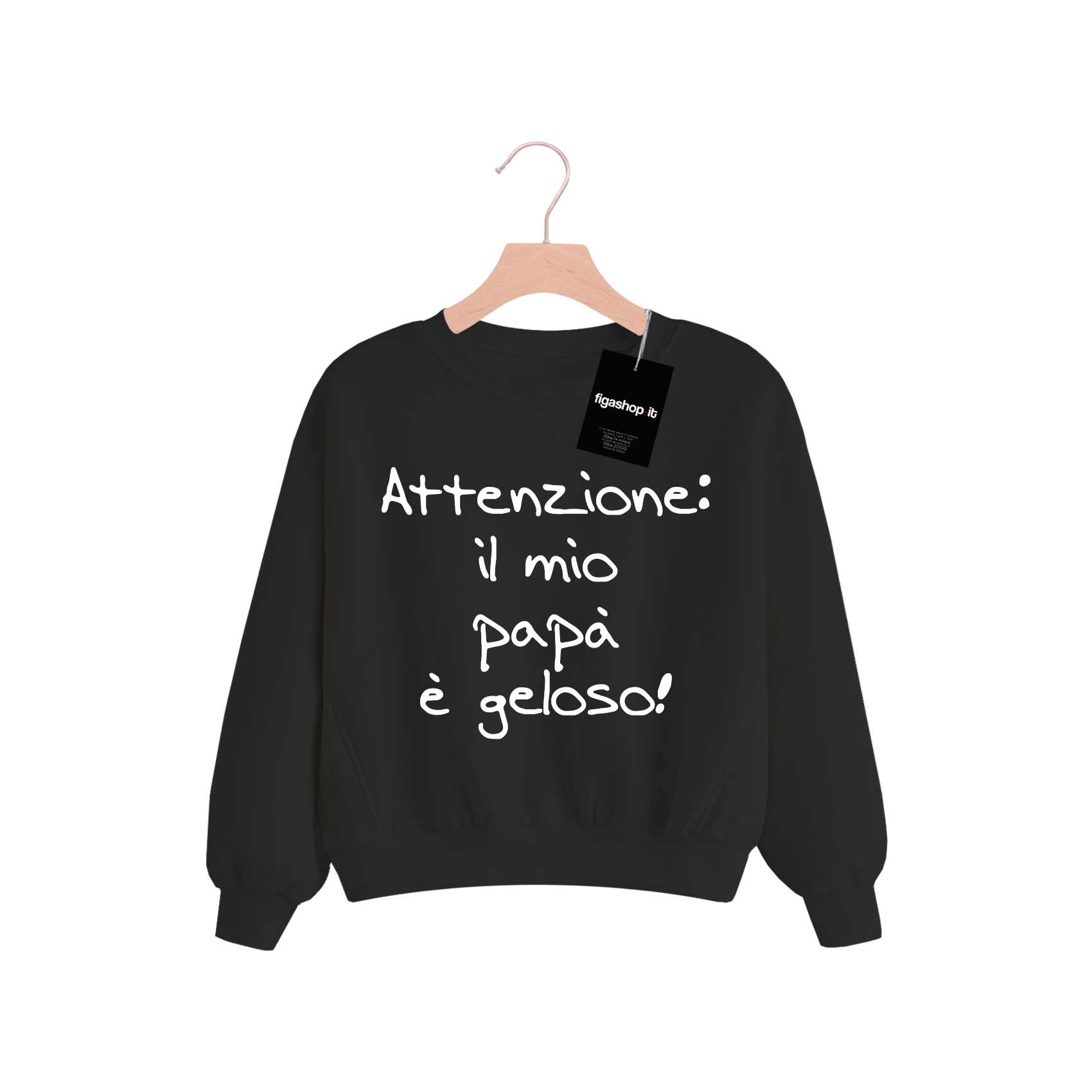 Felpa Kids Attenzione : mio papà è geloso - Nera