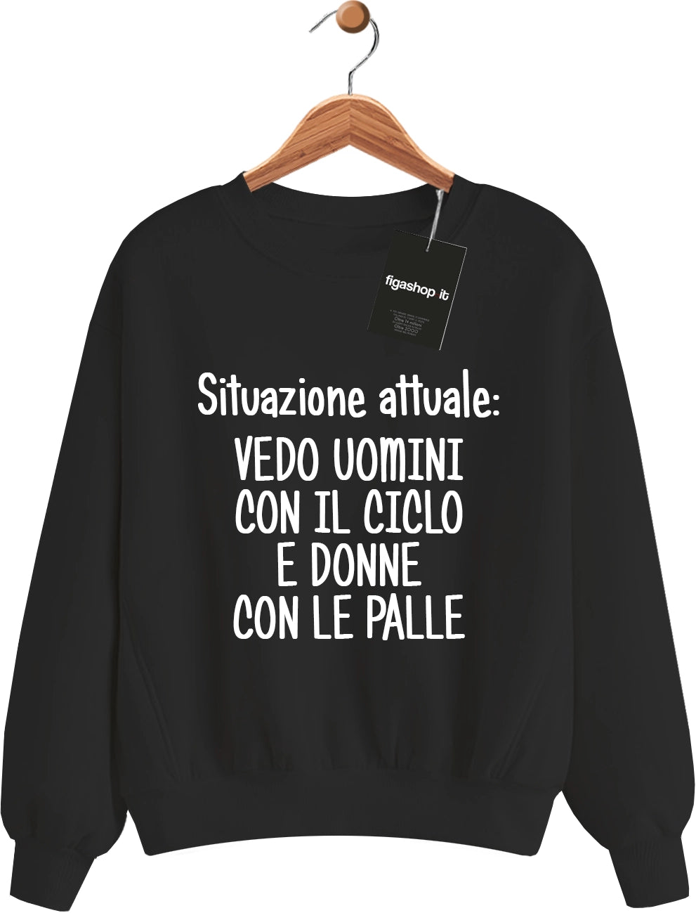 Felpa Situazione attuale : VEDO UOMINI CON IL CICLO E DONNE CON LE PALLE