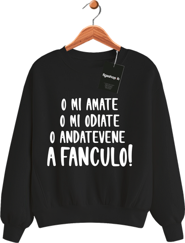 Felpa O mi amate O mi odiate O Andatevene A Fanculo - Nera